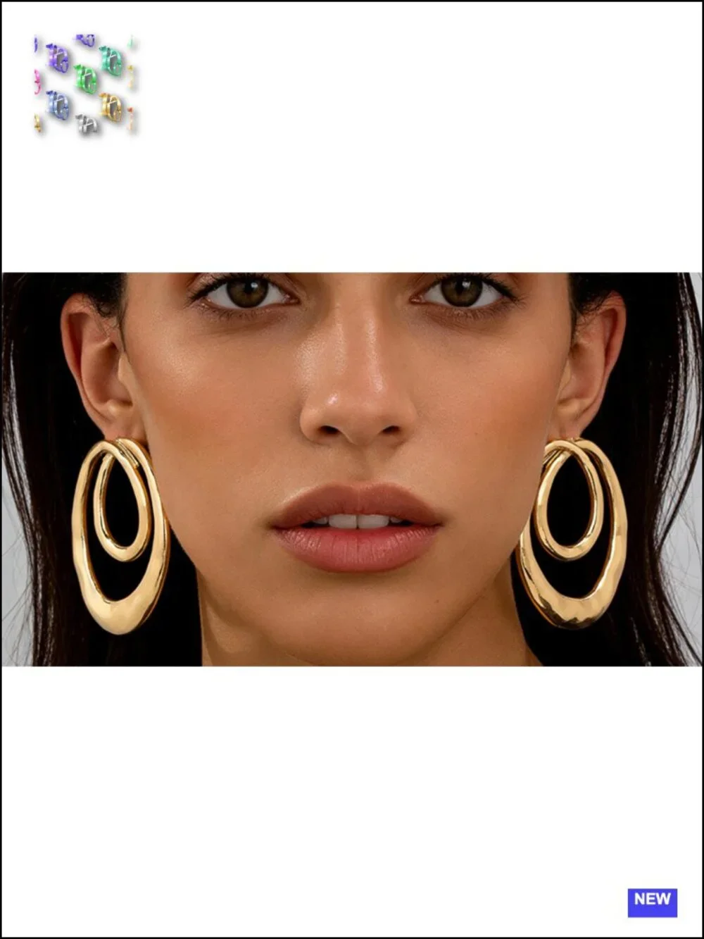 Chunky Geometric Dangle Earrings Large Statement Drop Earrings Circle Hollow